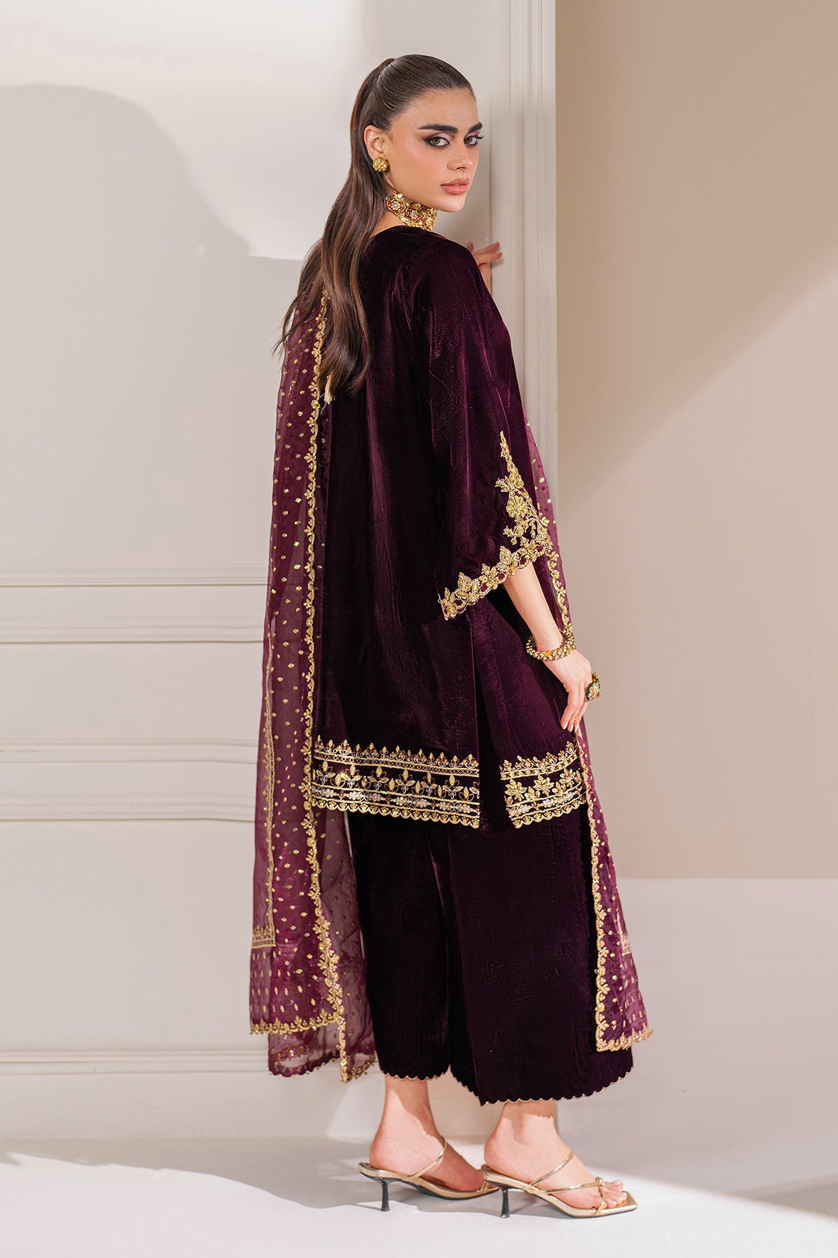 Baroque Velvet Wedding Formals Collection- Maroon