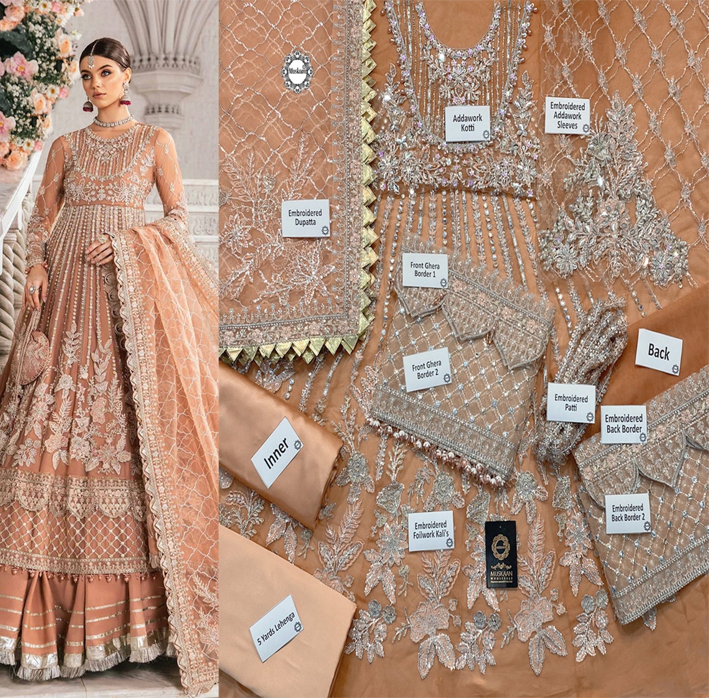 Maria.B Mbroidered Luxury Formal Wedding Collection – Ash Peach