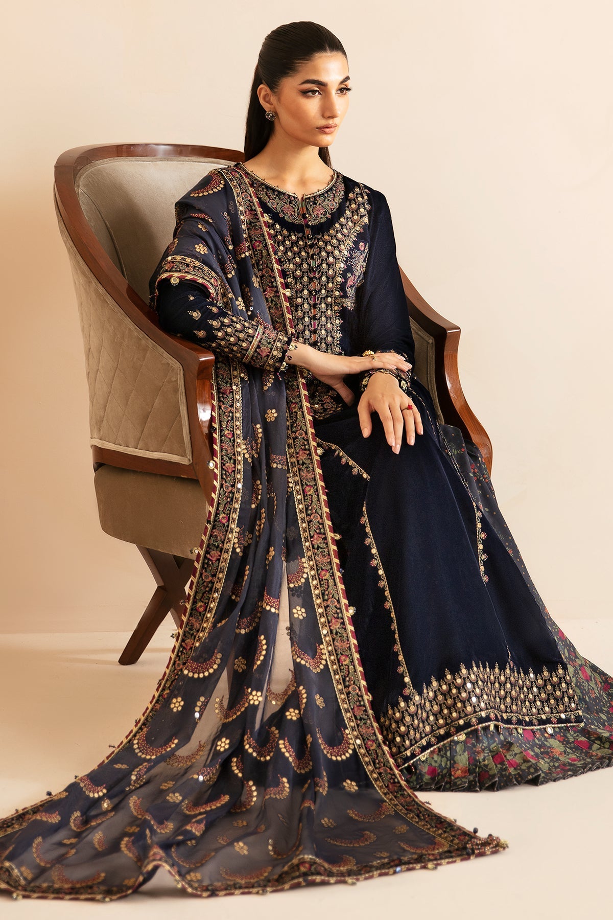 Jazmin Luxury Velvet Wedding Collection- Navy Blue