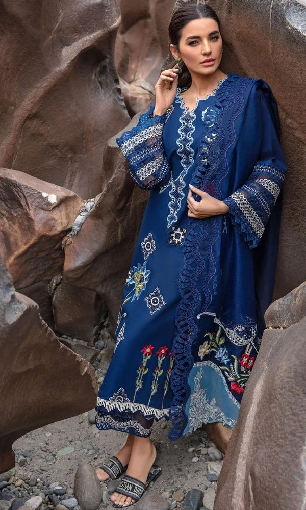 Crimson Embroidered Luxury Cotton Cambric Collection-Midnight Blue