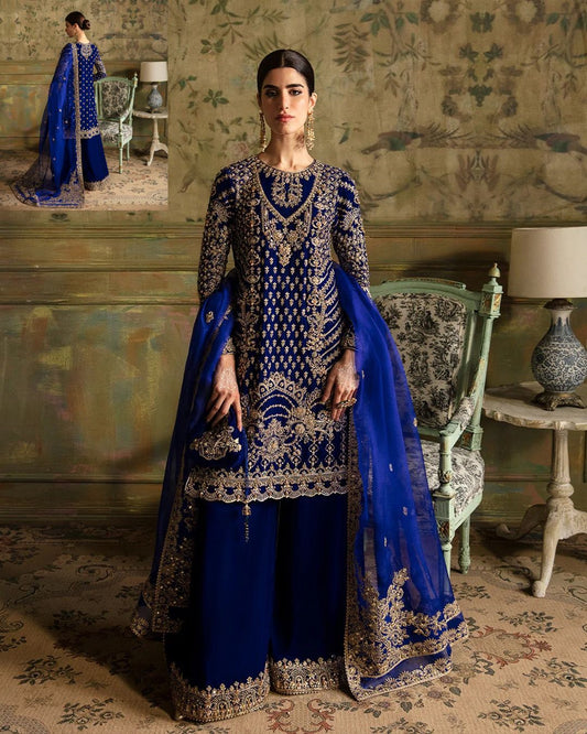 Faiza Saqlain Luxury Velvet Wedding Collection- Midnight Blue