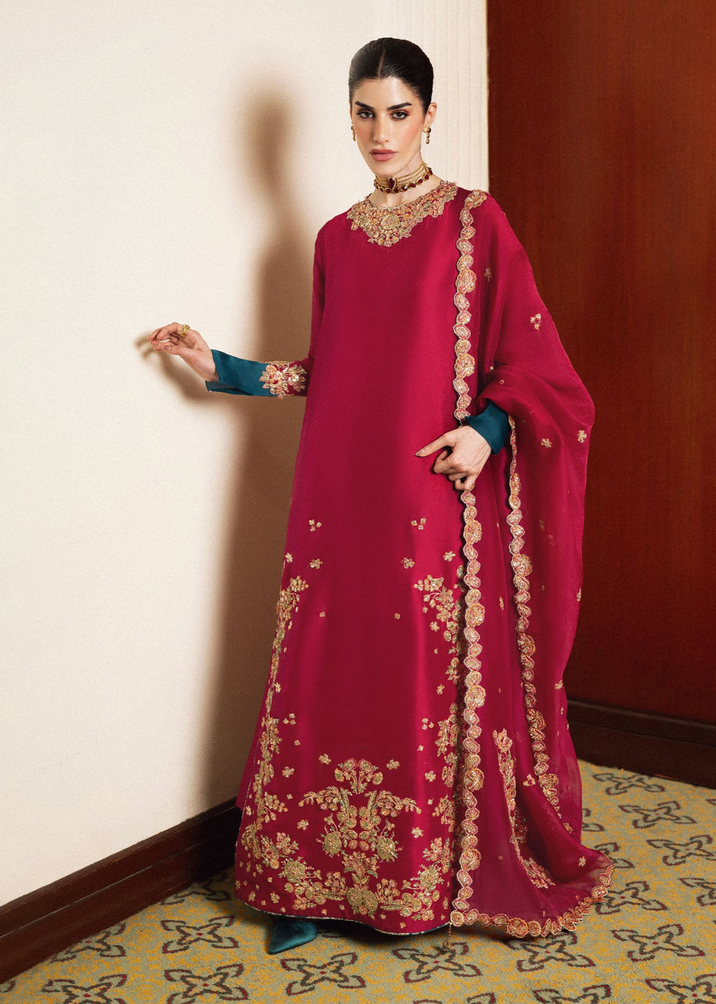 Hussain Rehar Luxury Pret Formal Wedding Collection – Pink & Seagreen