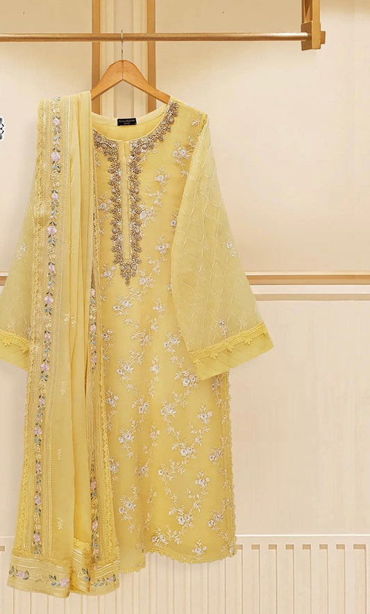 Agha Noor Exclusive Formals Chiffon Collection- Lemon*