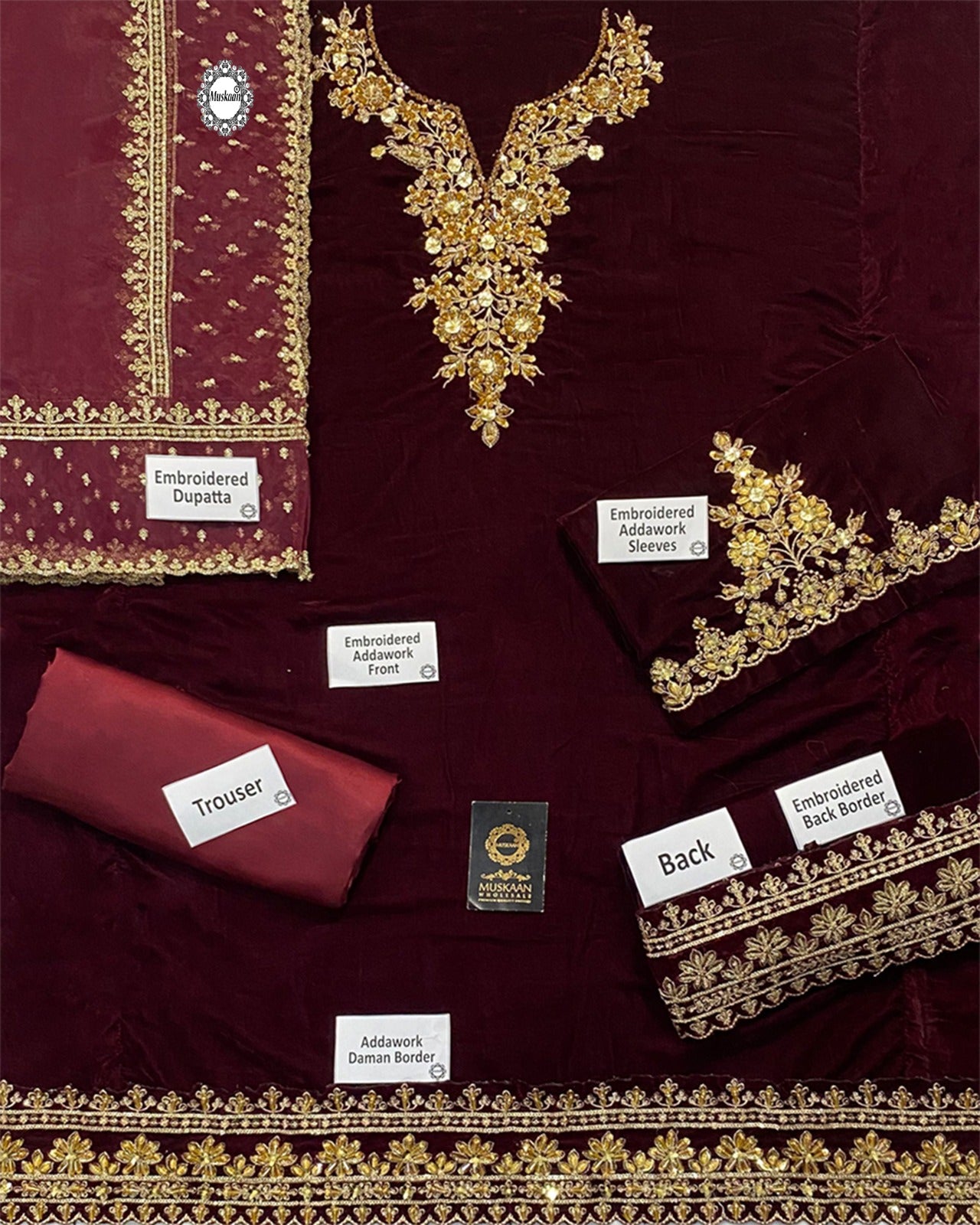 Baroque Velvet Wedding Formals Collection- Maroon