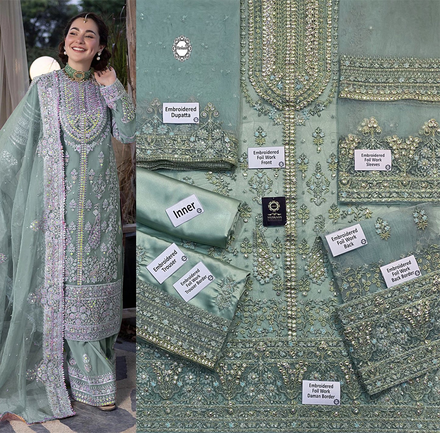 Ali Xeeshan Luxury Wedding Formal Collection- Mint Green