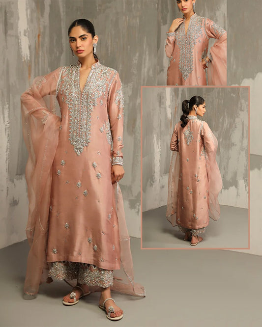 Nida Azwer Luxury Formal Wedding Collection- Tea Pink