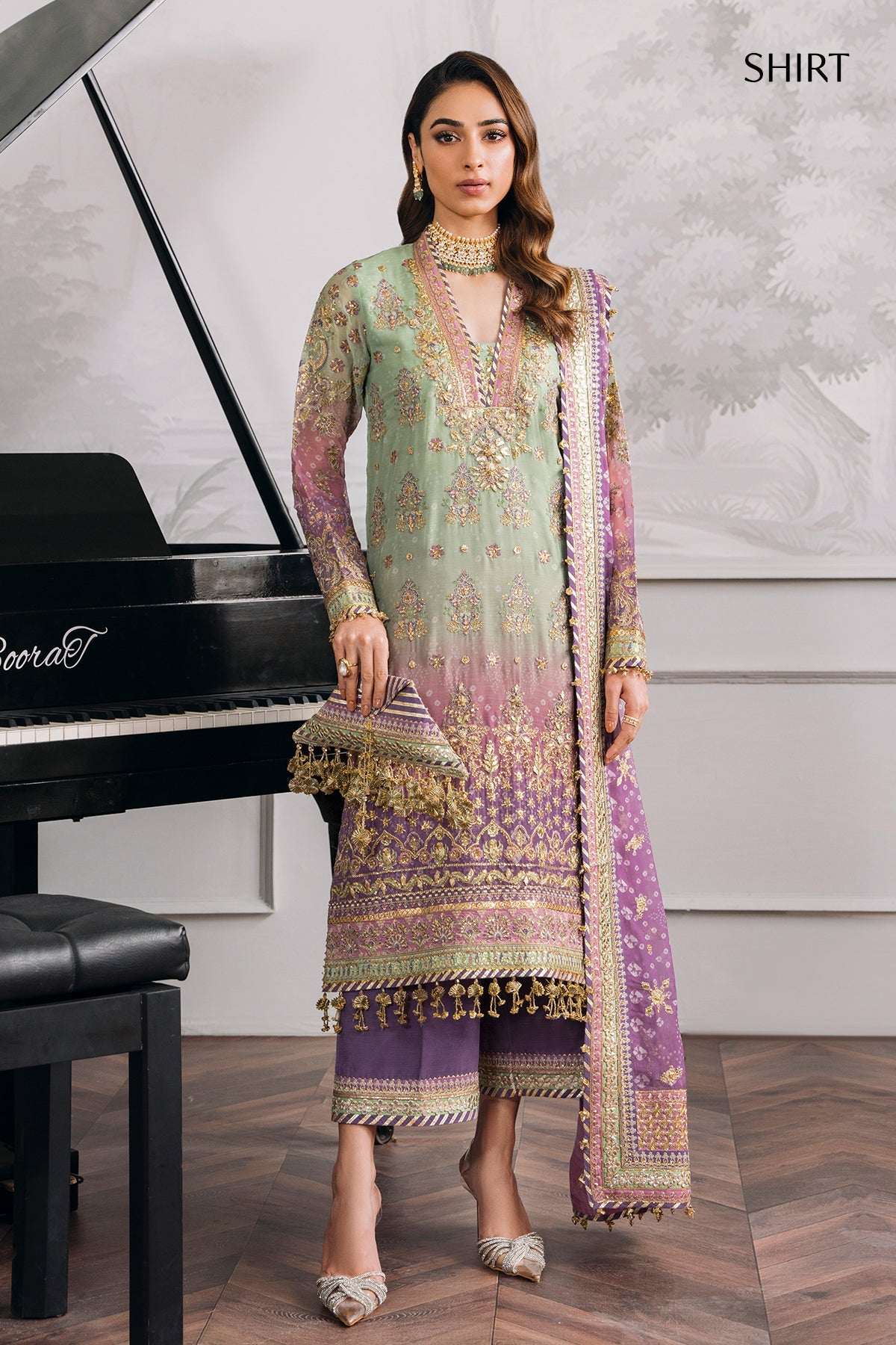 Barooque Formal Chantelle Luxury Embroidered Collection-Triple Shaded Chunri