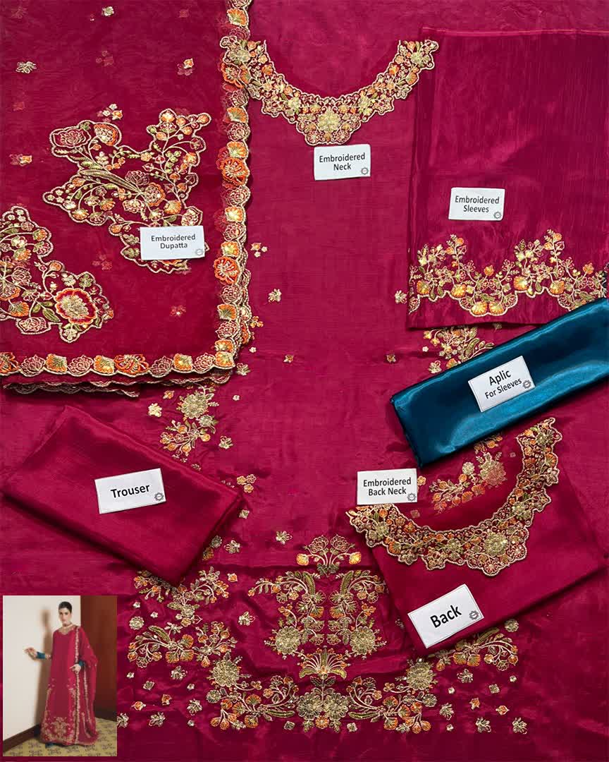 Hussain Rehar Luxury Pret Formal Wedding Collection – Pink & Seagreen