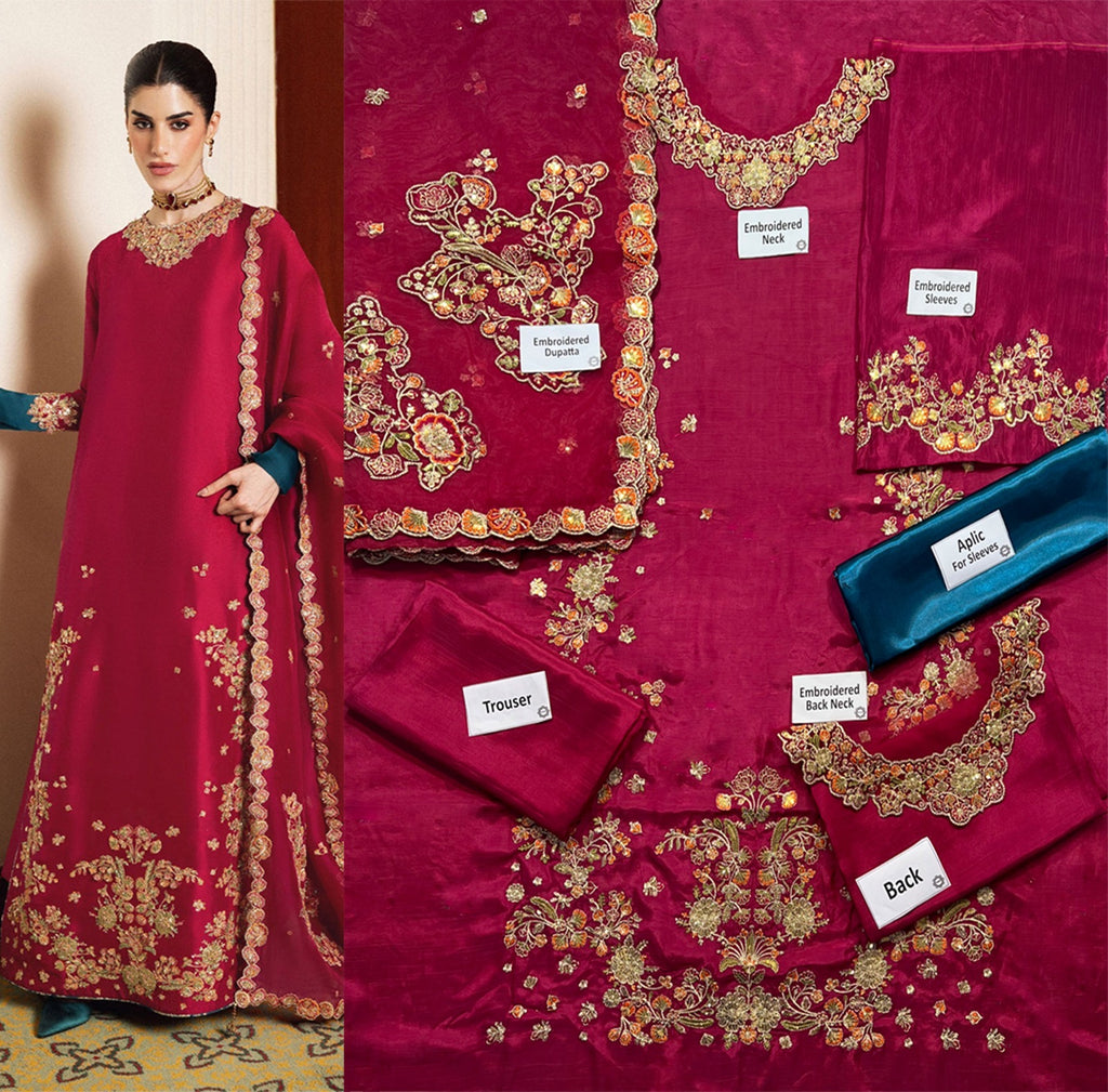 Hussain Rehar Luxury Pret Formal Wedding Collection – Pink & Seagreen