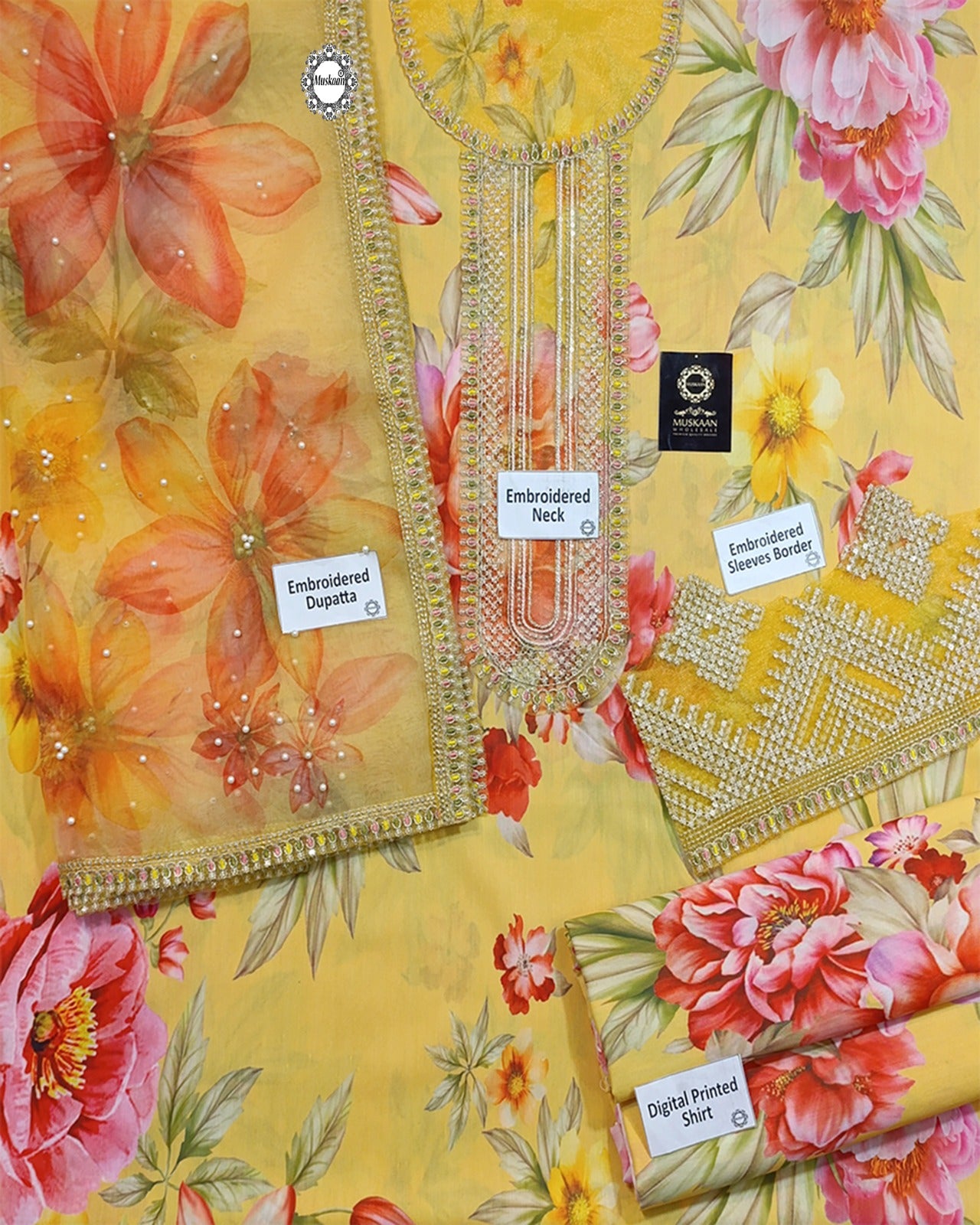 Baroque Digital Printed Swiss Lawn Collection -Yellow Floral