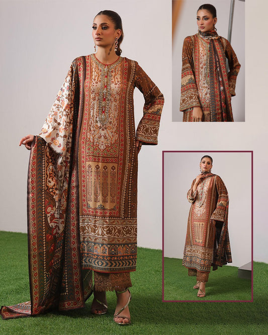 Nomi Ansari Silk Formals Luxury Collection -Rust & Beige