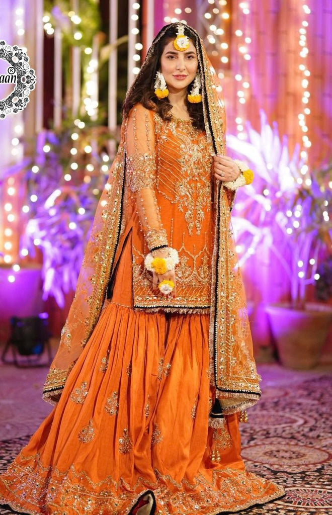 Ansab Jahangir Formal Wedding Wear Collection- Orange