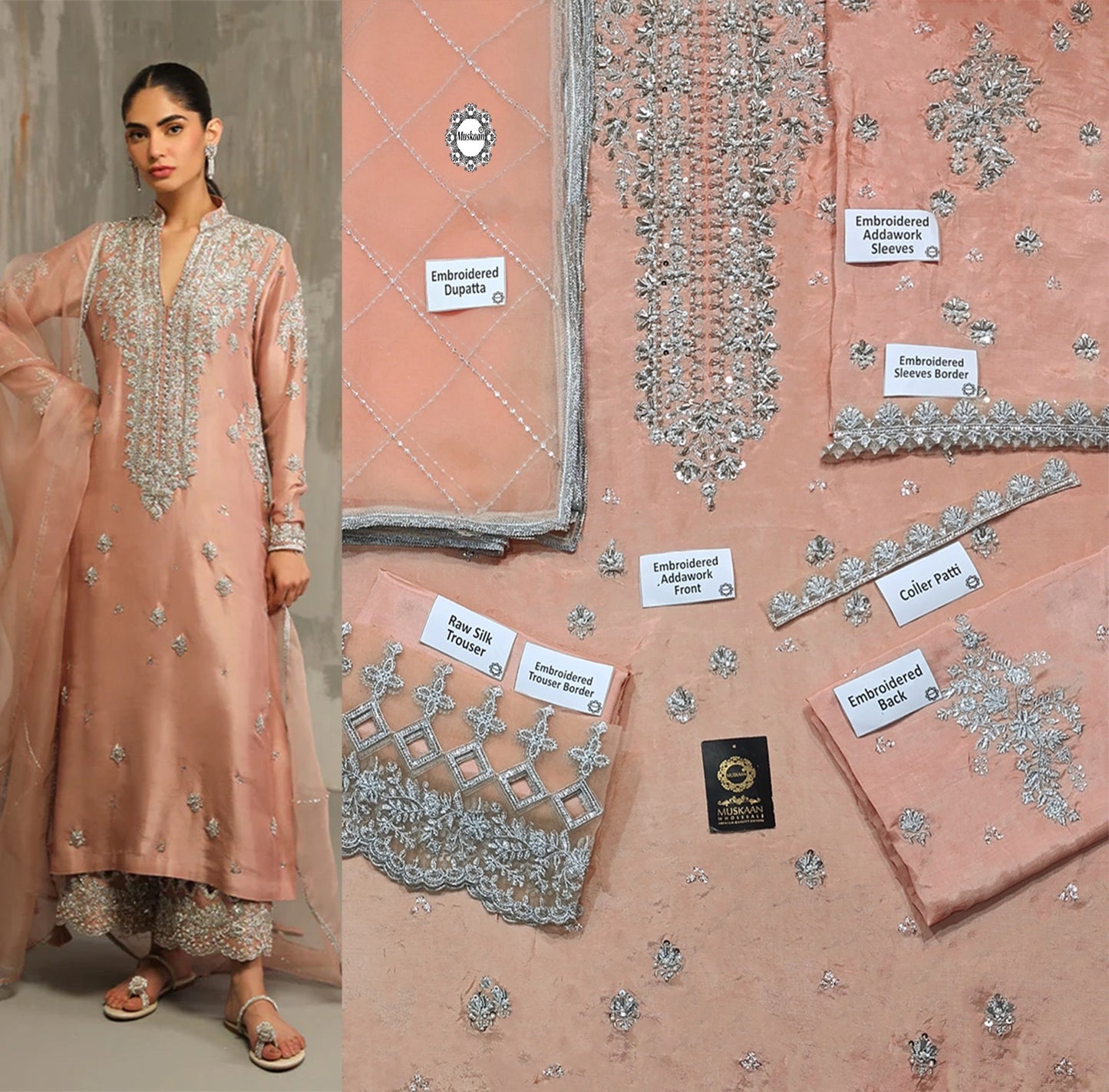 Nida Azwer Luxury Formal Wedding Collection- Tea Pink