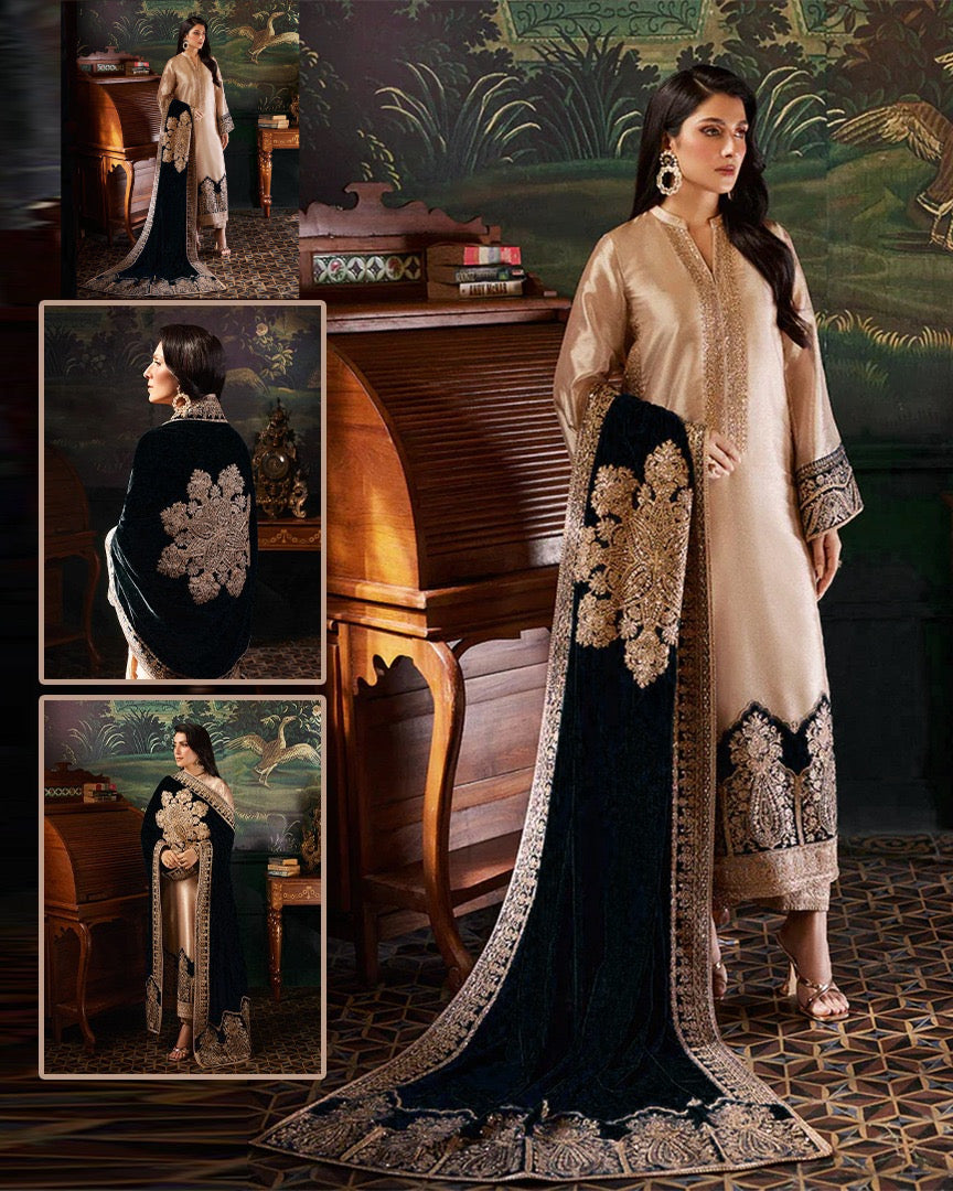 Zainab Chottani Velvet Festive Wedding Collection -Gold & Black