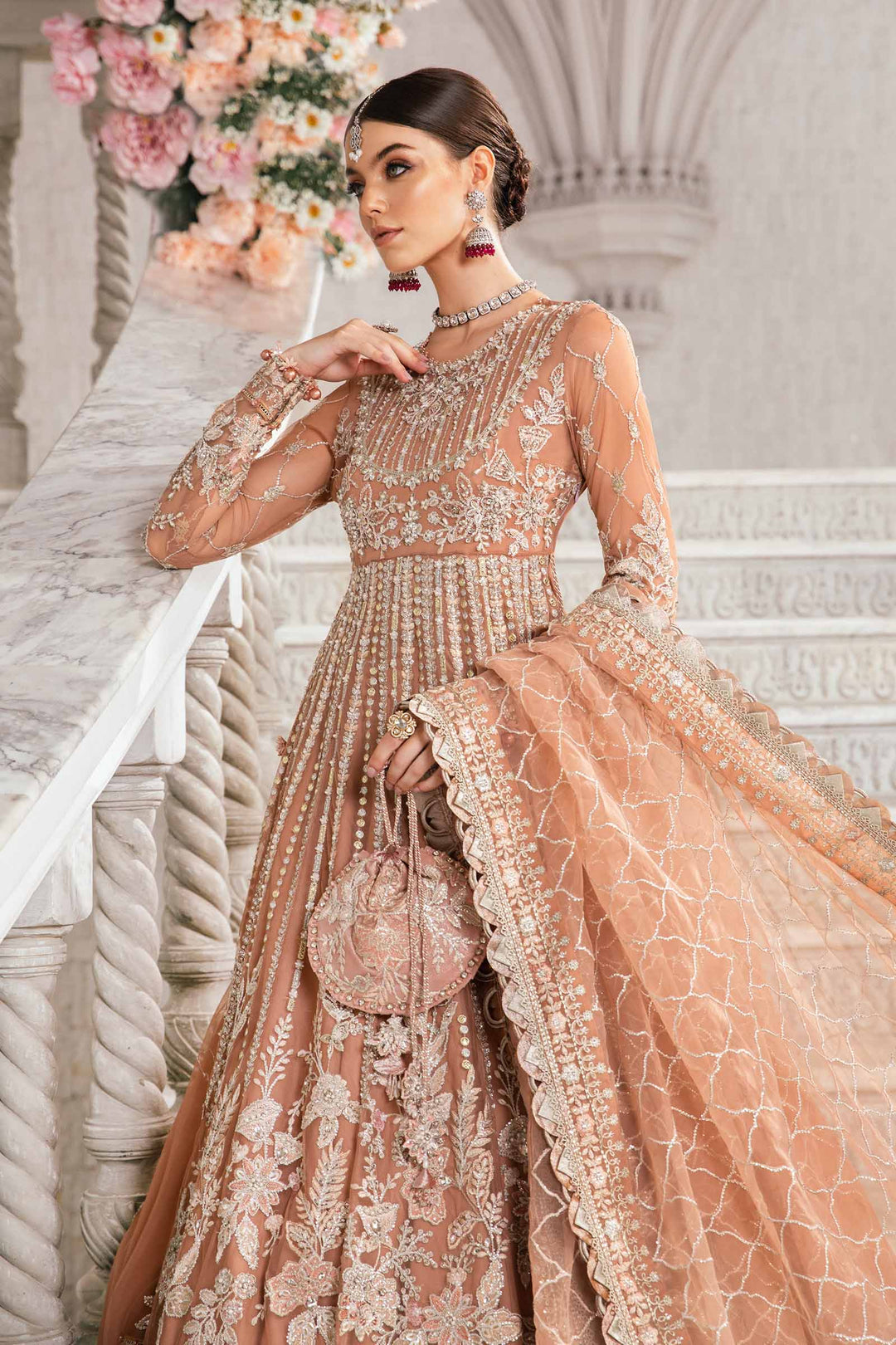 Maria.B Mbroidered Luxury Formal Wedding Collection – Ash Peach