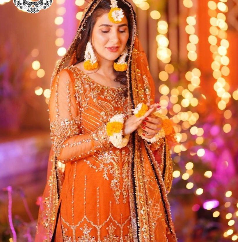 Ansab Jahangir Formal Wedding Wear Collection- Orange