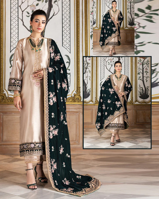 Zainab Chottani Luxury Velvet Wedding Collection - Gold & Bottle Green