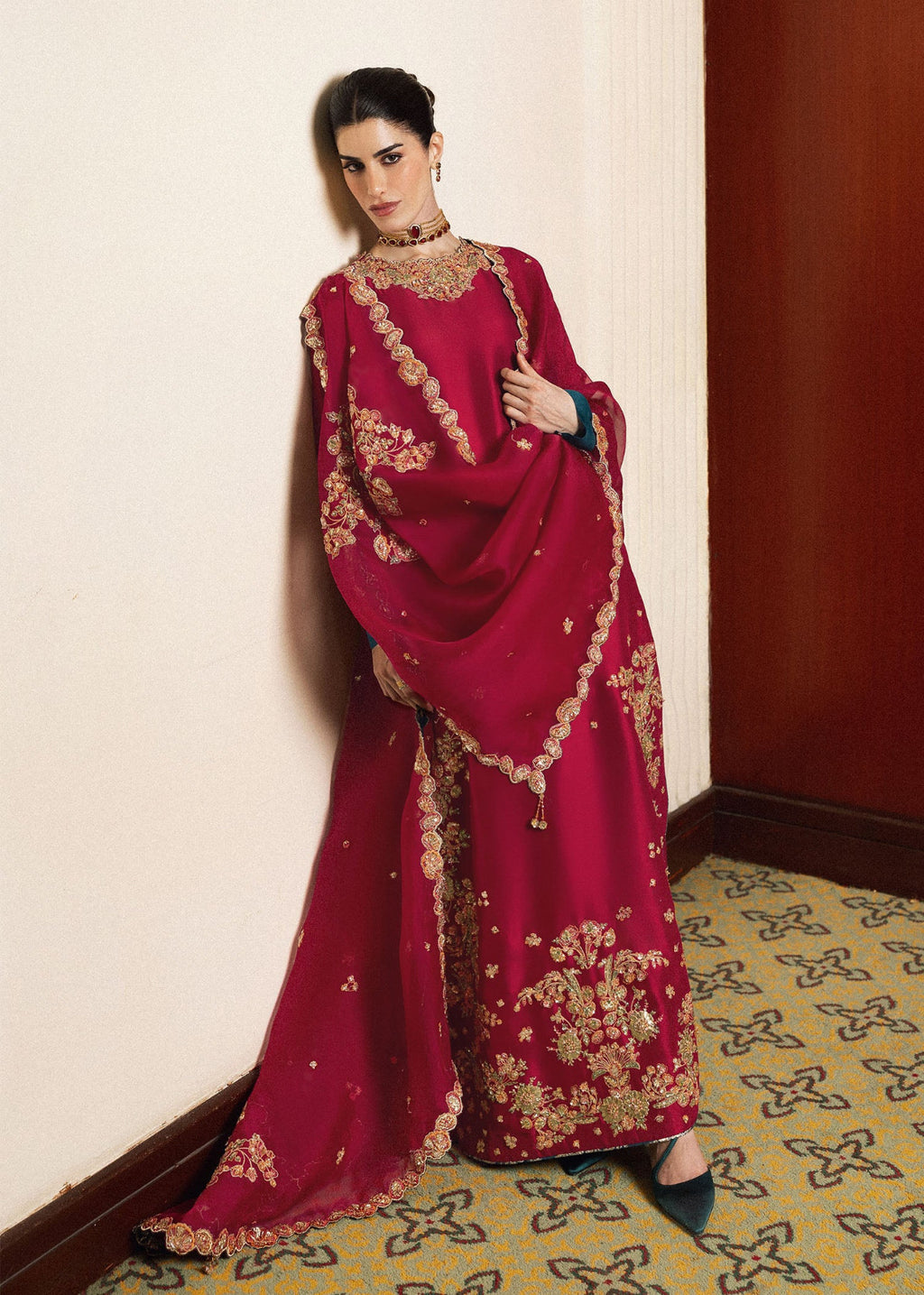 Hussain Rehar Luxury Pret Formal Wedding Collection – Pink & Seagreen